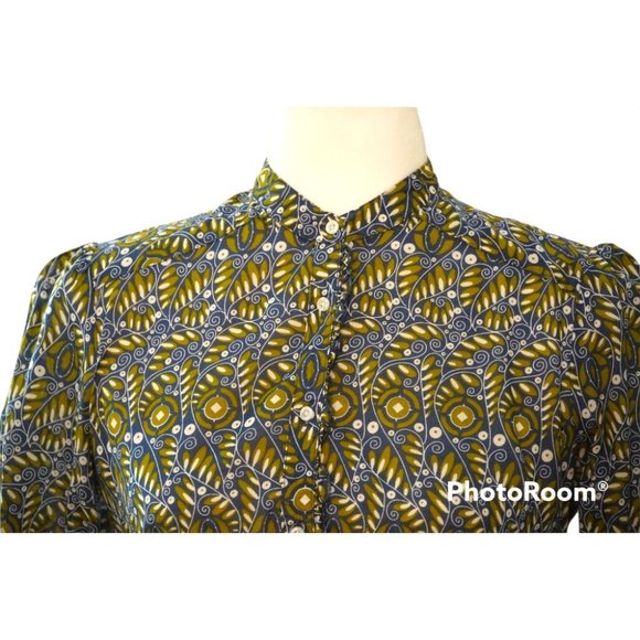 Banana Republic Blouse Women's Size Small Button Down Fitted Print Shirt Lightwe - Picture 2 of 11